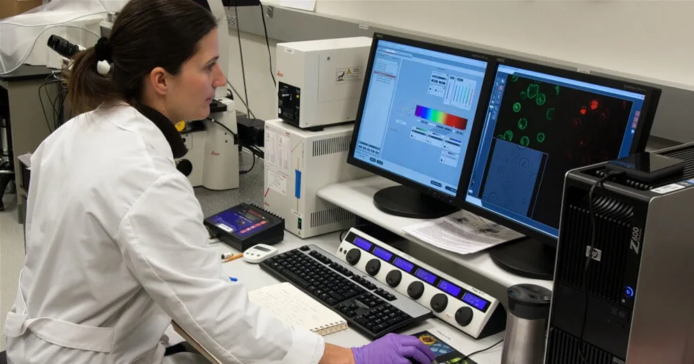 student working in a research lab